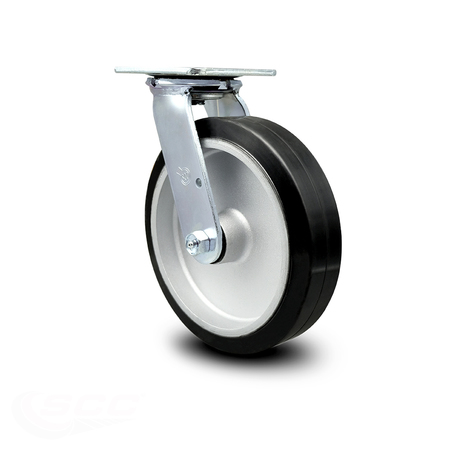 SERVICE CASTER 8 Inch Rubber on Aluminum Wheel Swivel Caster with Ball Bearing SCC-30CS820-RAB
